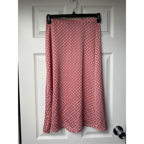 Midi Wrap Skirt H&M Size 4 Coastal Preppy Red Leaves - Picture 5 of 5